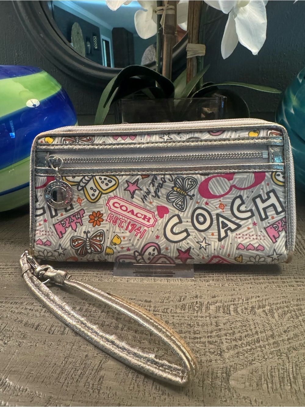 COACH Poppy Vintage 1999 Wristlet Wallet Full Zip Around - Fits Phone EUC